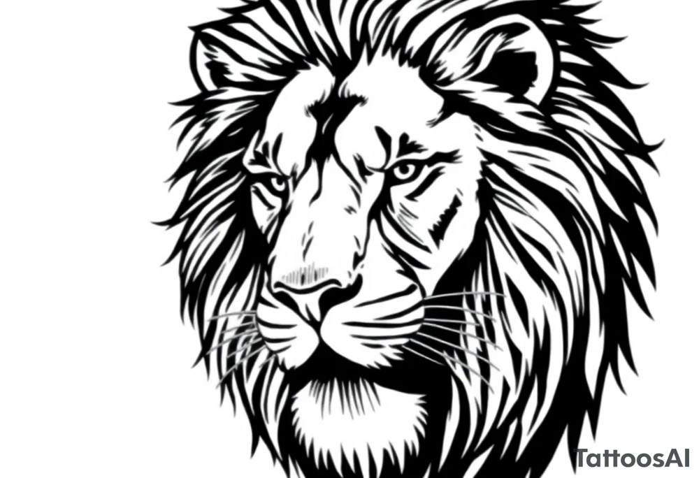 powerful majestic lion, close-up tattoo idea