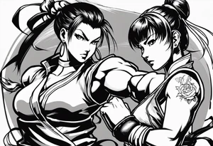 street fighter 3 makoto versus chun li fighting tattoo idea