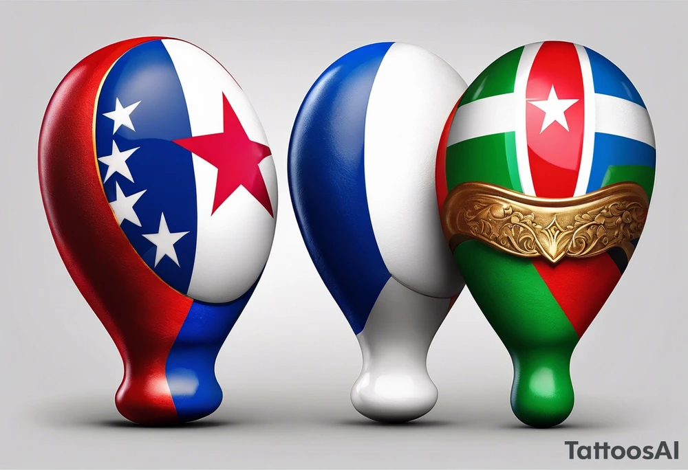 2 colorfull maracas with Cuban flag tattoo idea