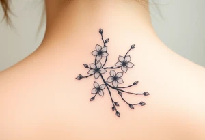 delicate cherry blossoms swirling in spring breeze with petals tattoo idea