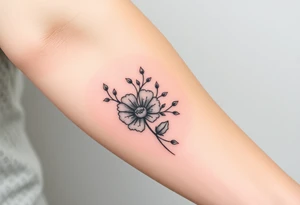 Feminine, romantic, dot work, wispy, flowers, eucalyptus tattoo idea