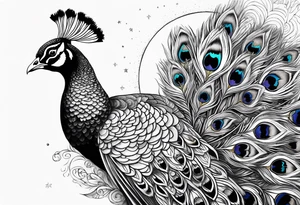 beautiful peacock with moon tattoo idea
