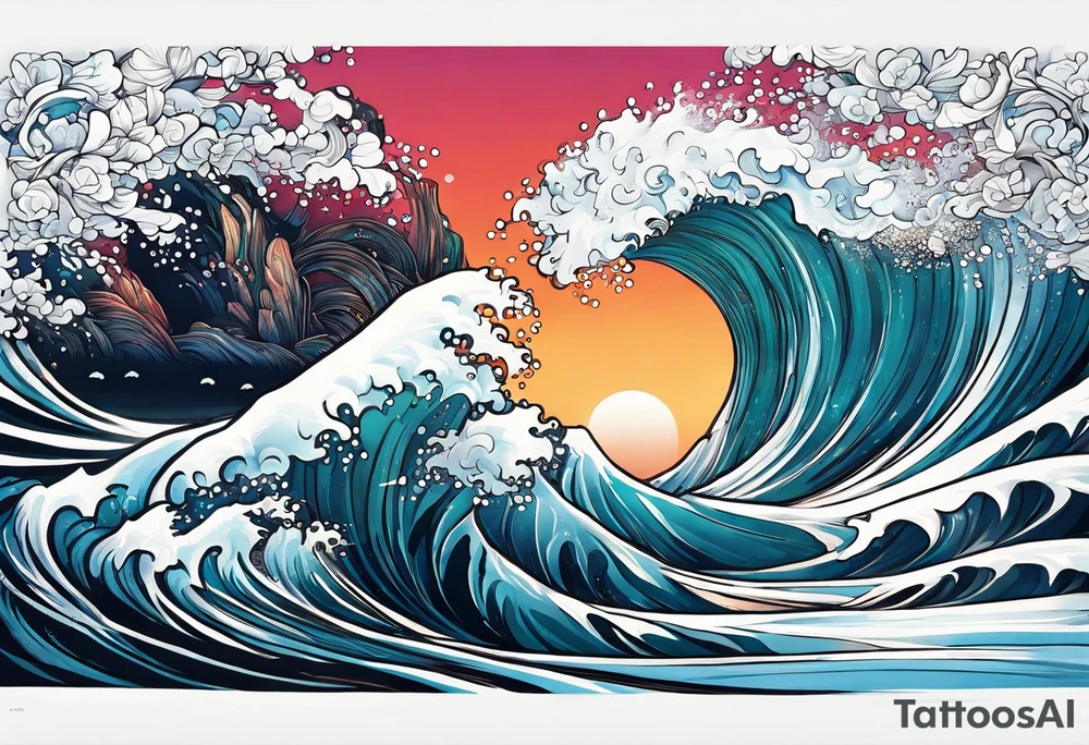 wave;  
"come what may"; outside forearm not an oval tattoo idea