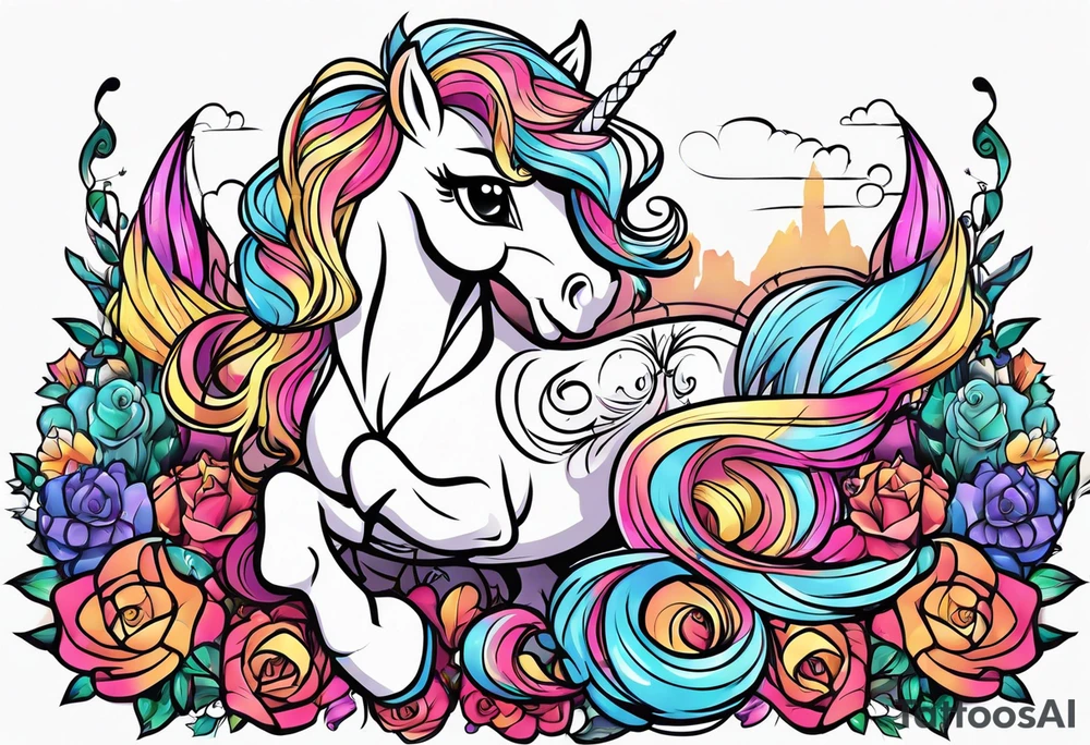 Full sleeve with my little pony, Jen and the hollograms tattoo idea