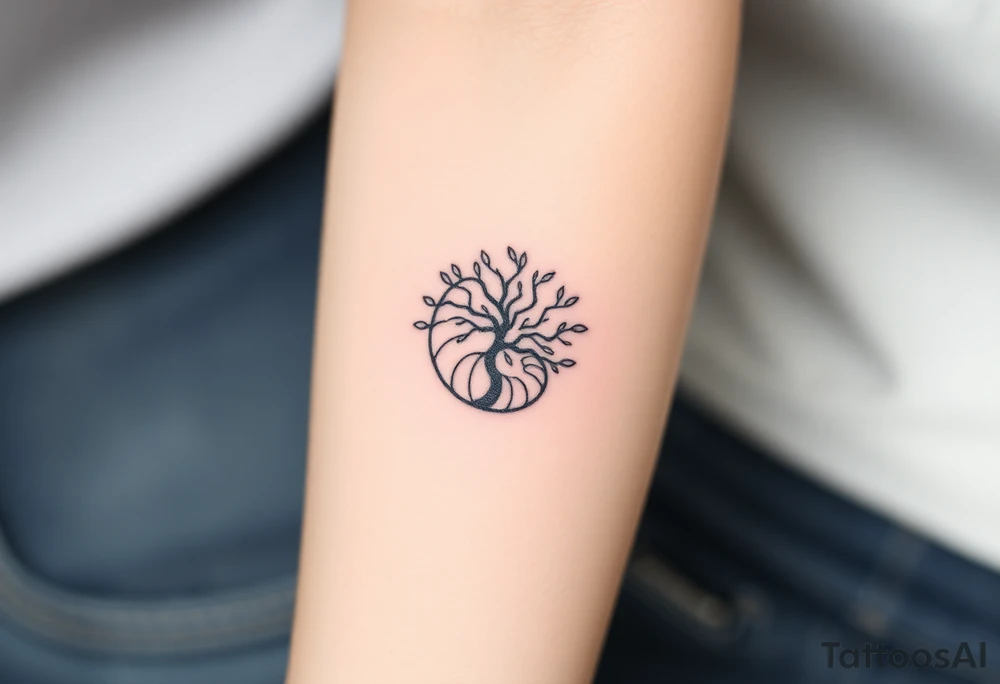 Fibonacci spiral shell inside of tree tattoo idea