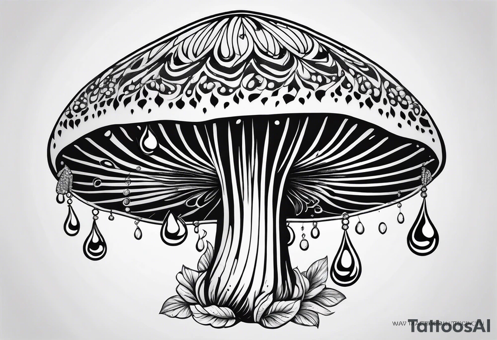 Shaggy cap mushroom dripping ink off cap mandala henna black tattoo design tattoo idea