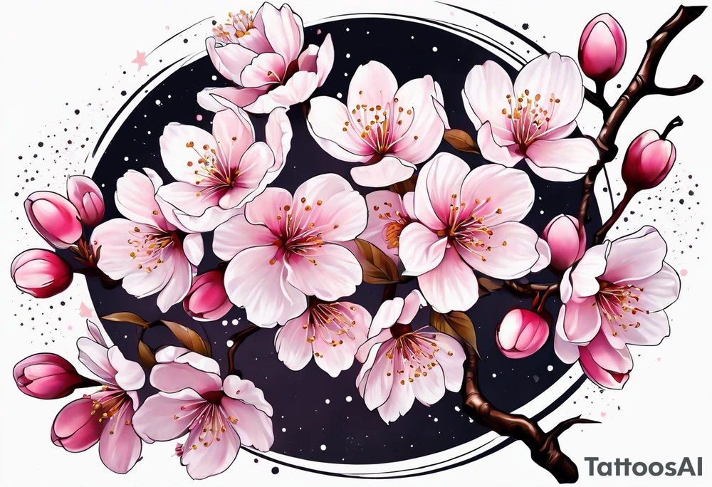 Cherry blossom flower galaxy tattoo idea