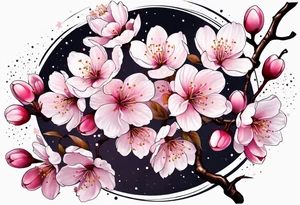 Cherry blossom flower galaxy tattoo idea
