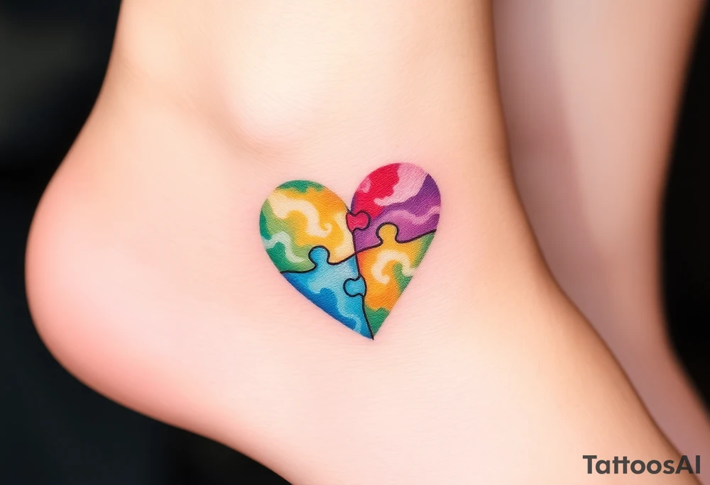 autism heart puzzle shape symbol tattoo idea