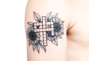 Crossword puzzle with sunflowers tattoo idea