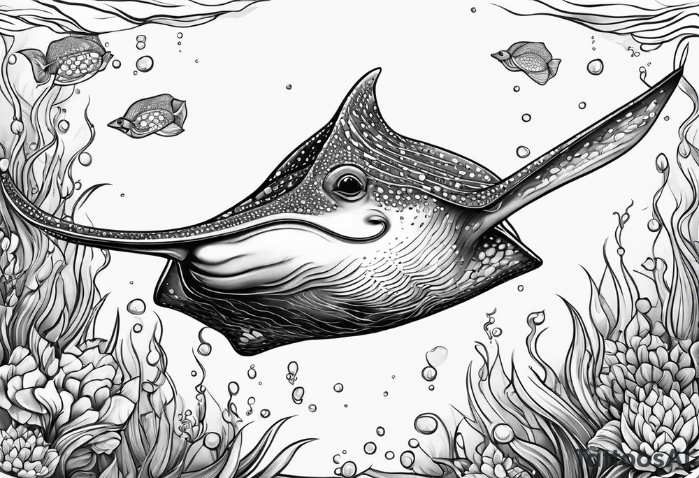 Cute stingray swimming tattoo idea