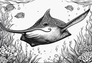 Cute stingray swimming tattoo idea