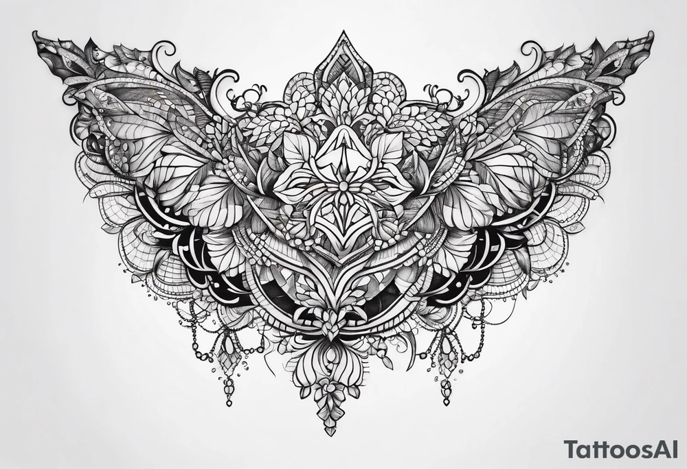 lace sternum tattoo idea