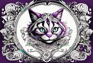 Alice in wonderland themed that includes Cheshire Cat tattoo idea
