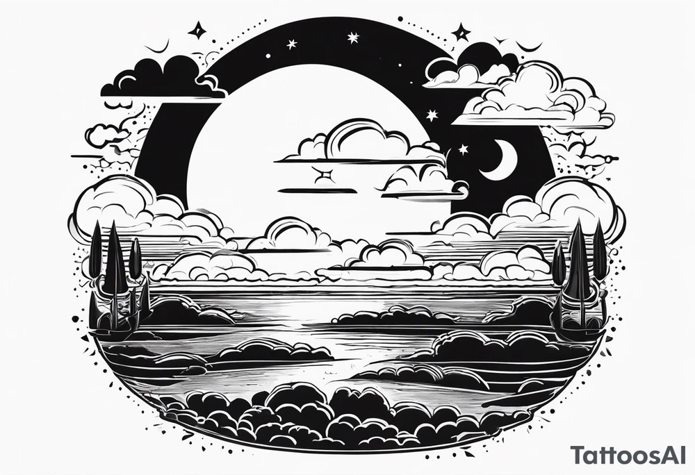 A moon with clouds with the date of 12/25/1995 tattoo idea