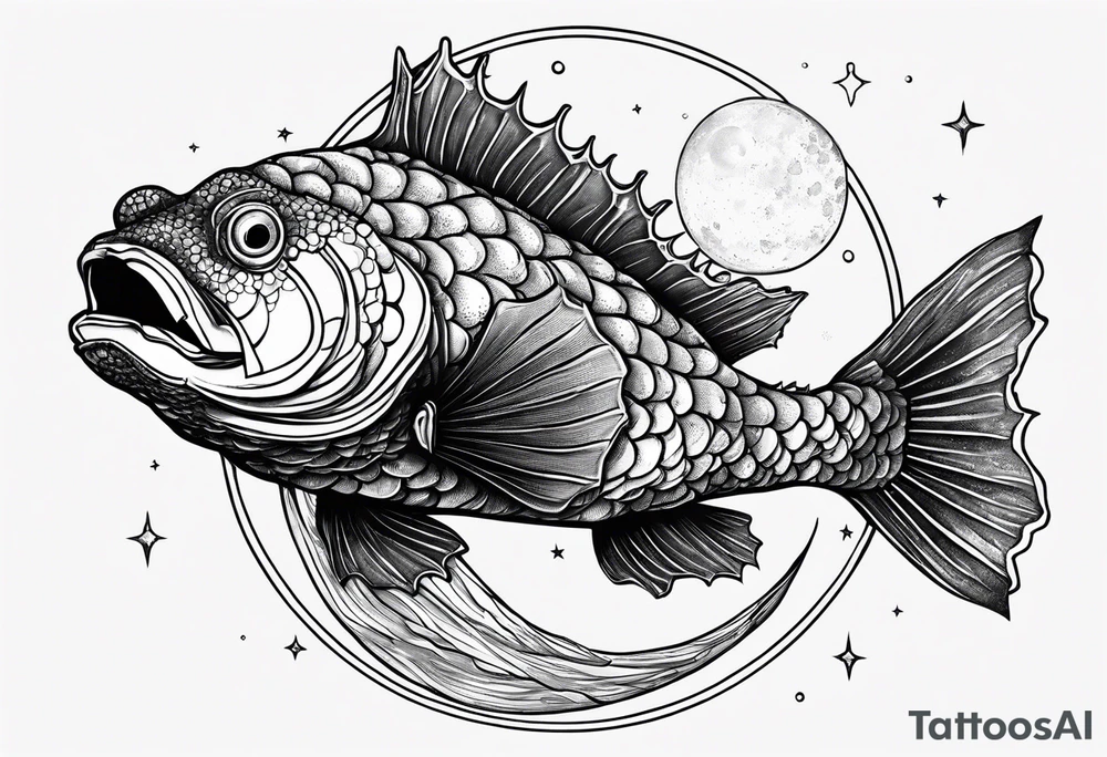 a stonefish, under a crescent moon with a number 3 somewhere tattoo idea a stonefish, under a crescent moon with a number 3 somewhere tattoo idea