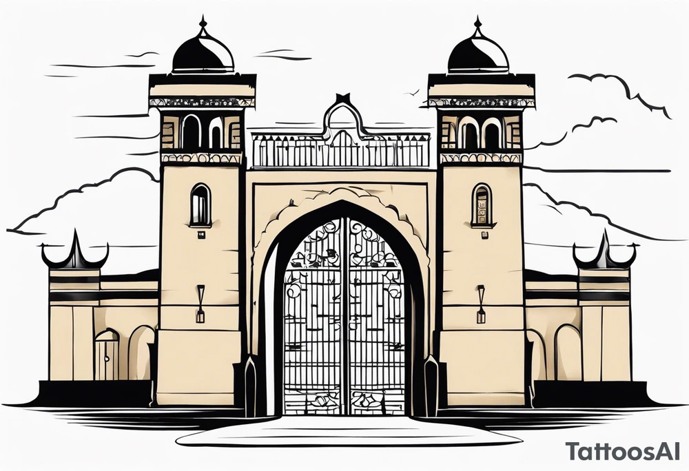 israel town gate vector tattoo idea