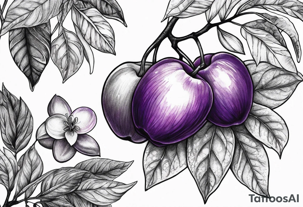 Opal stone Violet and orchards tattoo idea