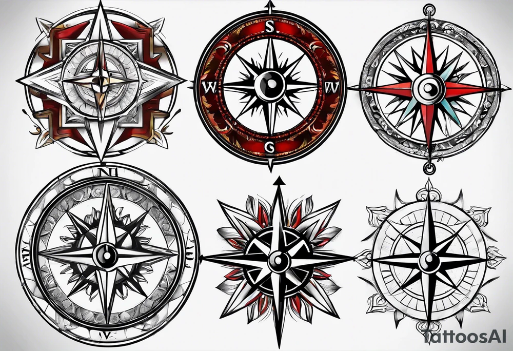 metal compass tattoo idea