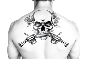 skull,roses,cigar,crossed guns, tattoo idea