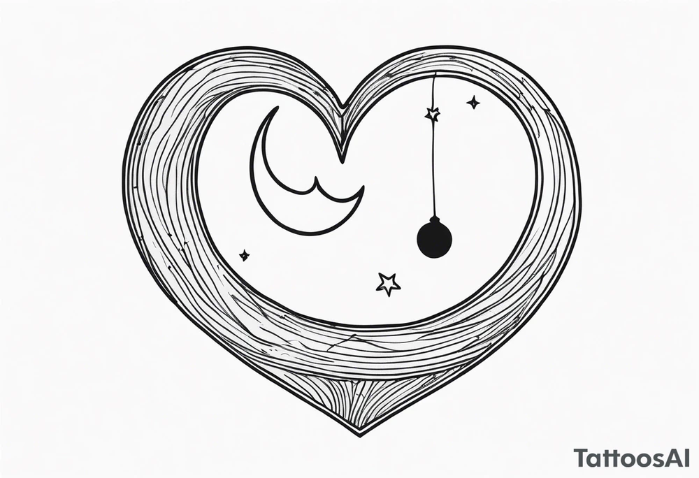 minimalistic Crescent moon with a love heart inside tattoo idea minimalistic Crescent moon with a love heart inside tattoo idea