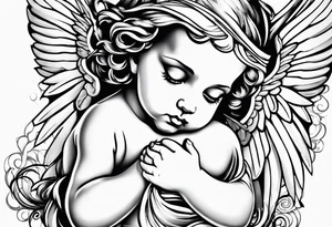 Small  young baby angel tattoo idea