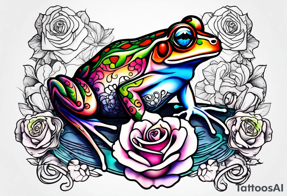 The name Marti heart frog roses tattoo idea