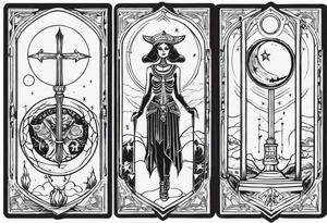 High priestess skeleton moon tarot card tattoo idea