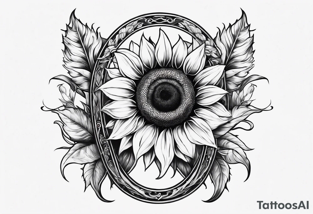 Sunflower and horseshoe tattoo idea