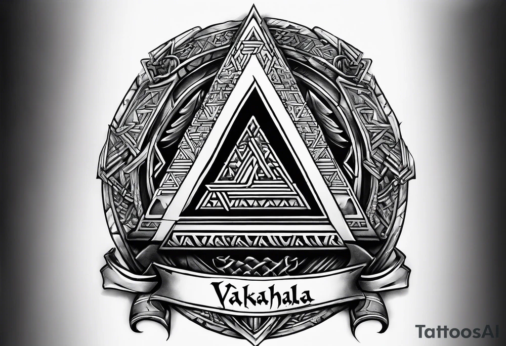 Valhalla valknut sword axe shield tattoo idea