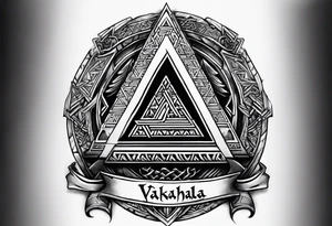 Valhalla valknut sword axe shield tattoo idea