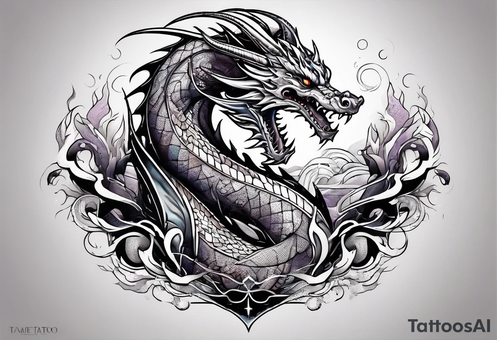 Synth wave dragon tattoo idea