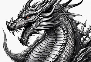 Dragon without wing is wrapped around a sword tattoo idea