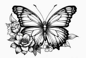 Butterfly on a string of flowers tattoo idea