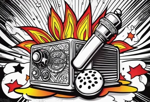 Gear knob and money and fire tattoo idea