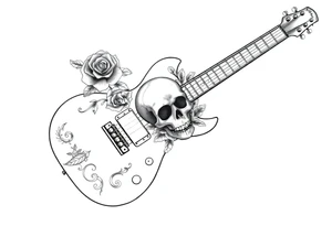Electric guitar with skulls and roses tattoo idea