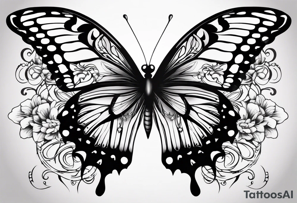 5. Butterfly: “A vibrant butterfly with colorful wings, resting on a flower, showcasing transformation and beauty.” tattoo idea