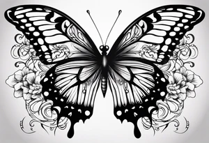 5. Butterfly: “A vibrant butterfly with colorful wings, resting on a flower, showcasing transformation and beauty.” tattoo idea