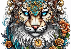 fantasy animal, clock tattoo idea