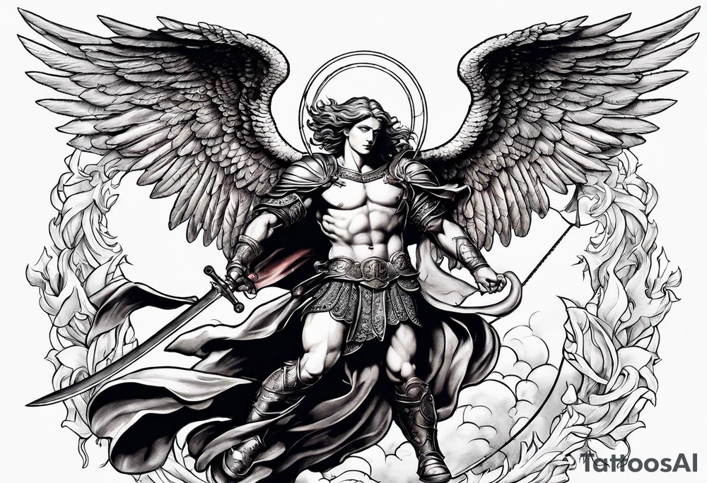 Michael the Archangel defeating the devil tattoo idea