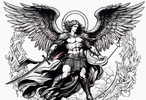 Michael the Archangel defeating the devil tattoo idea