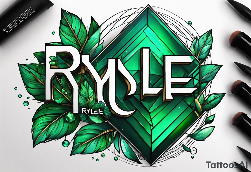 The name scripted Rylee with an emerald tattoo idea