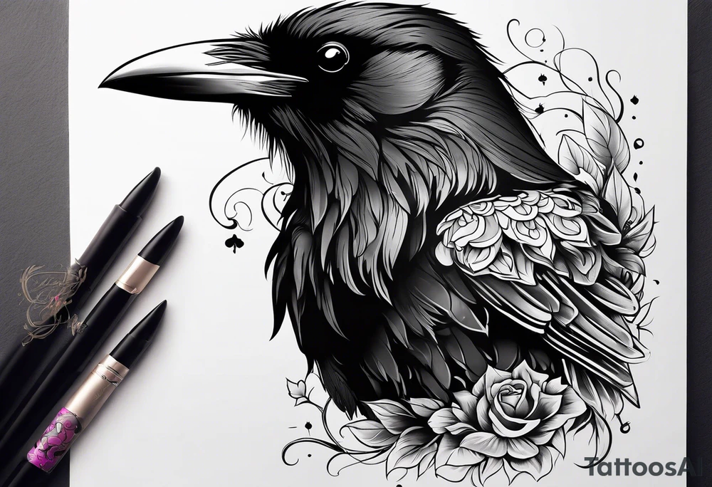 a girly raven tattoo idea