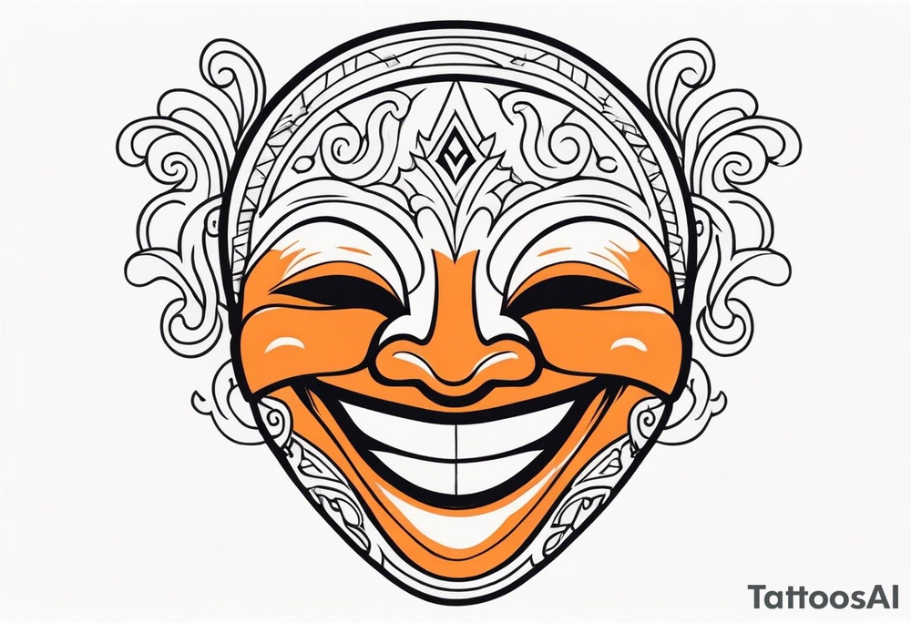 Laughing mask that is orange and black tattoo idea