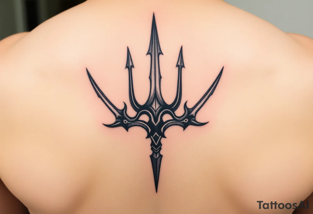 realistic trident tattoo idea