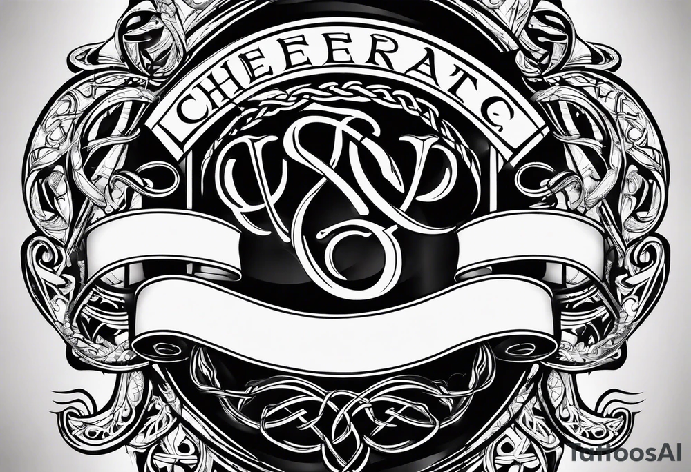 Cheers Mate text, armband +Celtic +Cancer Ribbon +tribal +artistic tattoo idea