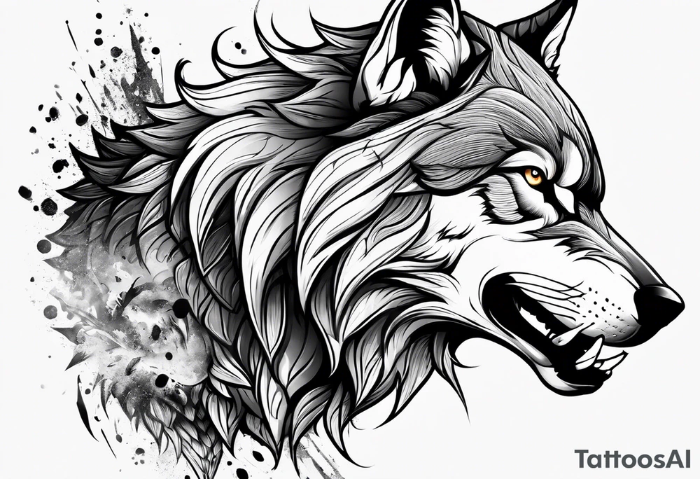 wolf angry tattoo idea