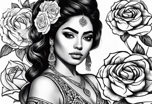 Mexican women with roses tattoo idea