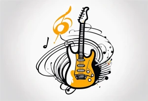 electric guitar with distorted audio signal coming out of cable plug tattoo idea