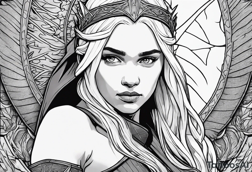 game of thrones daenerys drawn as by tim burotn so that the whole figure can be seen tattoo idea